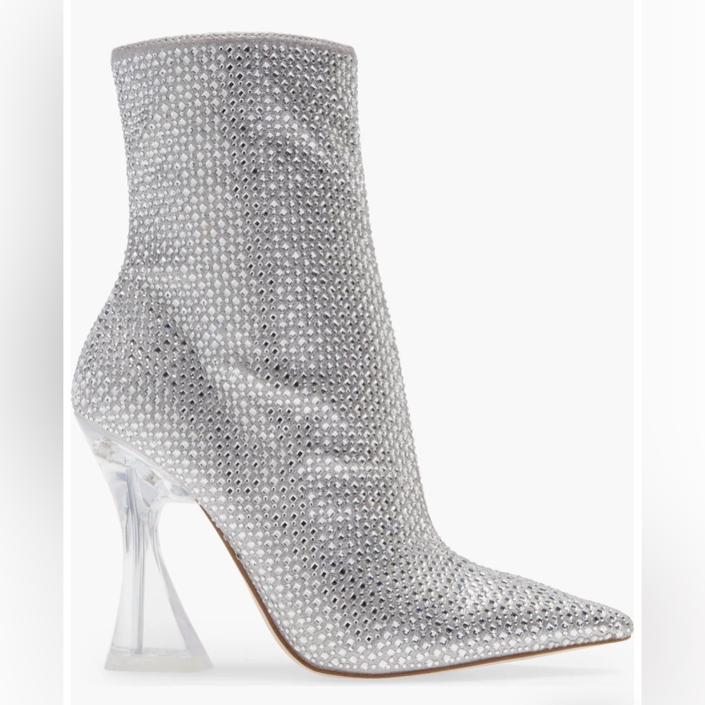 Steve Madden Rhinestone Boots with Clear Heel Size 8